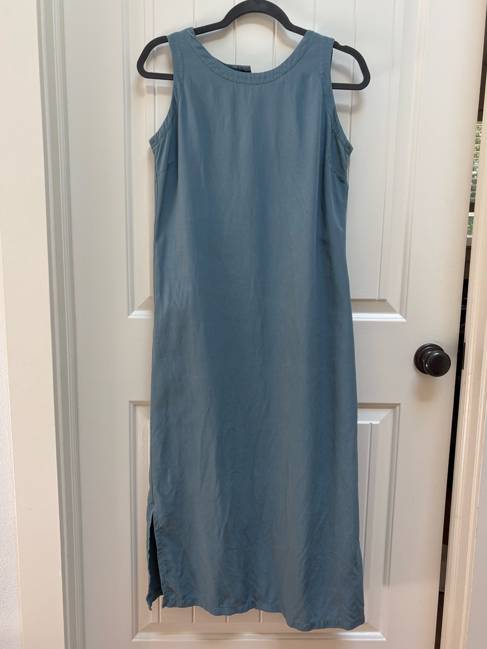 Freeport Studio Silk Midi Dress in Light Blue, Size 10 Petite
